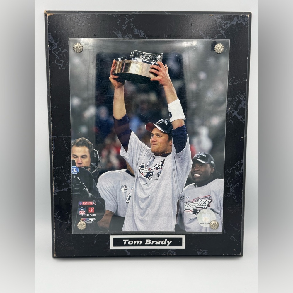 Vintage Tom Brady Patriots AFC Champions Photo‎ Plaque NFL Playoffs PhotoFile
